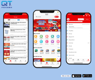 Giao diện app bán hàng dược phẩm QT Pharma trên điện thoại di động